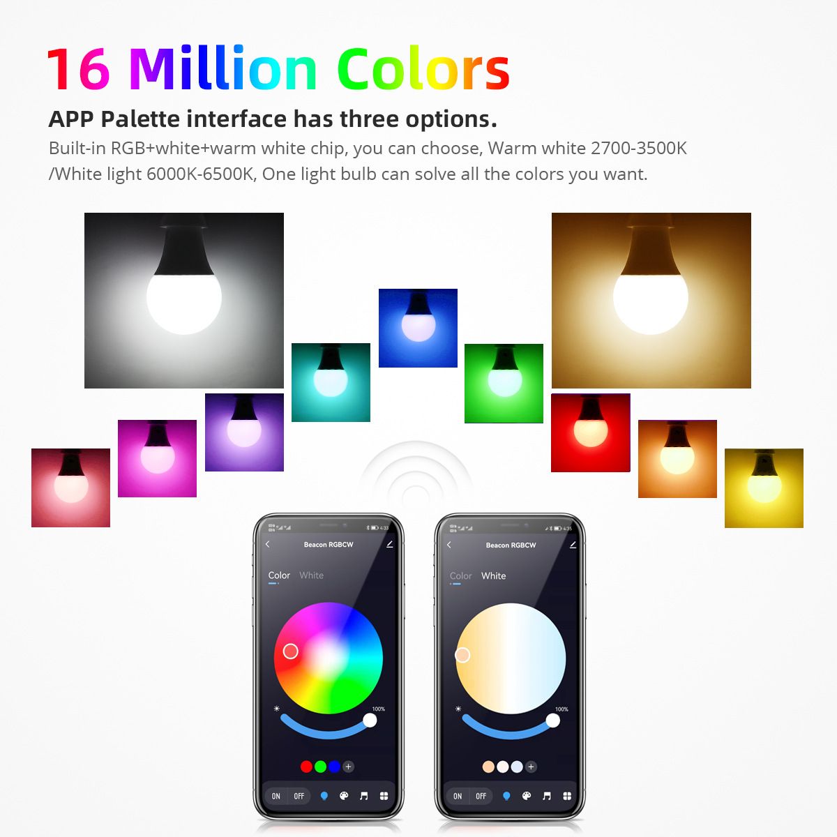 2 Sizes 9W/15W-16 million colours LED RGB bulb B22 Indoor Lighting WiFi Wi-Fi and Bluetooth bulb Multi-colour adjustable Smartlife app control, compatible with TUYA APP (smartlife), Alexa, Google Home