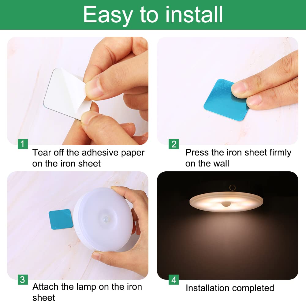 Motion Sensor LED Night Light, USB Charging, 4 Modes (Cold Auto/Warm Auto/On/Off), Two Colours Upgrade, Magnetic Sticker Wireless Wall Light Cabinet Light for Kitchen, Stairs, Bedroom, Hallway