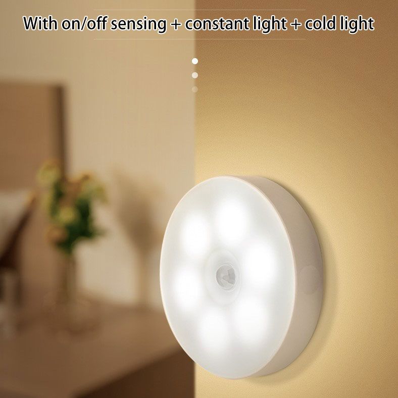 Motion Sensor LED Night Light, USB Charging, 4 Modes (Cold Auto/Warm Auto/On/Off), Two Colours Upgrade, Magnetic Sticker Wireless Wall Light Cabinet Light for Kitchen, Stairs, Bedroom, Hallway