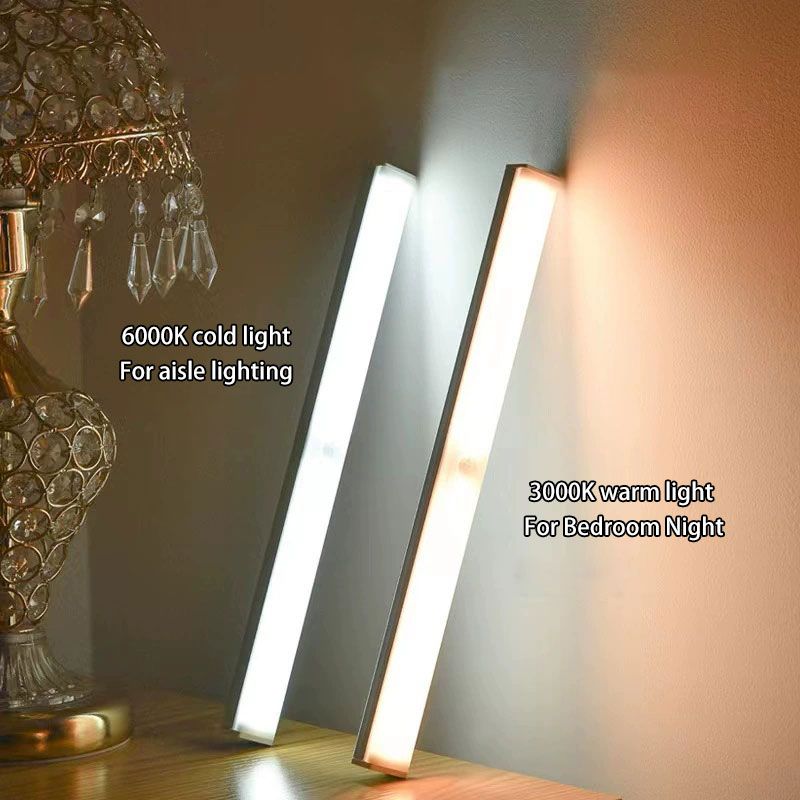 50cm Motion Sensor LED Night Light USB Rechargeable, 4 Modes (On/Darkness Sensor/All Day Sensor/Off), Cool and Warm Colours, Magnetic Wall Light , Suitable for Kitchen, Stairs, Bedroom, Hallway