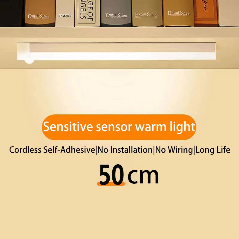 50cm Motion Sensor LED Night Light USB Rechargeable, 4 Modes (On/Darkness Sensor/All Day Sensor/Off), Cool and Warm Colours, Magnetic Wall Light , Suitable for Kitchen, Stairs, Bedroom, Hallway