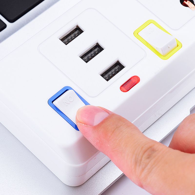 5 Holes + 3 usb multi power outlet surge protector power strip wide outlet with 6 individual controls wall mounted desktop extension cord 6.56 ft (approx. 2 m) for home office white - uk specification