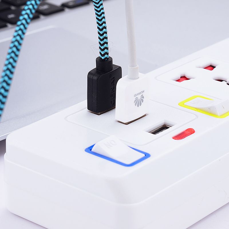 5 Holes + 3 usb multi power outlet surge protector power strip wide outlet with 6 individual controls wall mounted desktop extension cord 6.56 ft (approx. 2 m) for home office white - uk specification