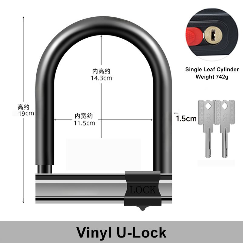 U-Lock Hydraulic Shear Resistant Anti-theft Waterproof Thickened Motorcycle U-Lock Heavy Duty Anti-theft Bicycle U-Lock Steel Lock Motorcycle Scooter Padlock 7.48 x 5.71 inches,2 Keys