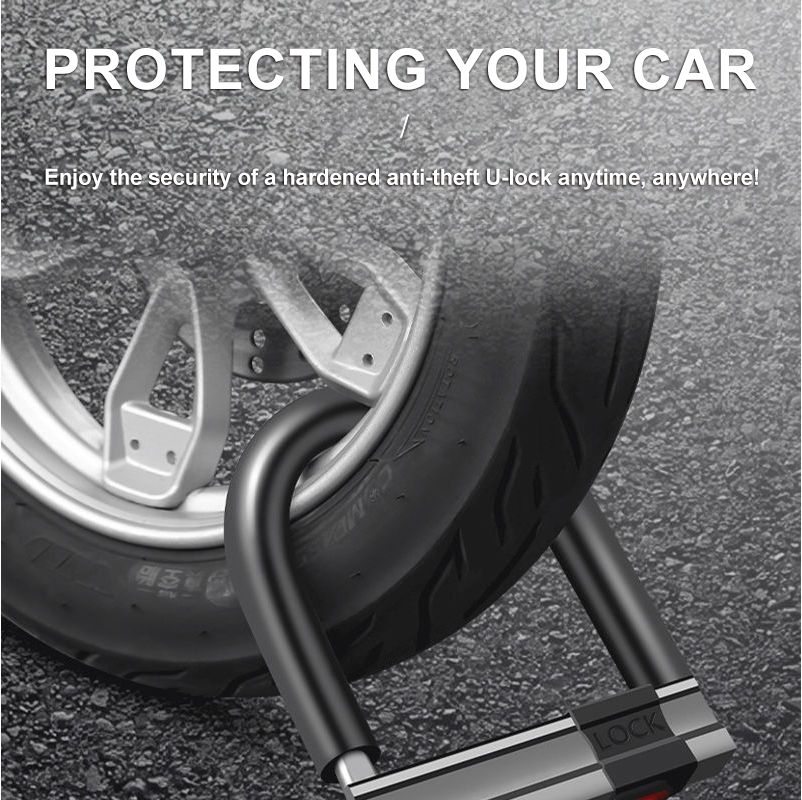 U-Lock Hydraulic Shear Resistant Anti-theft Waterproof Thickened Motorcycle U-Lock Heavy Duty Anti-theft Bicycle U-Lock Steel Lock Motorcycle Scooter Padlock 7.48 x 5.71 inches,2 Keys
