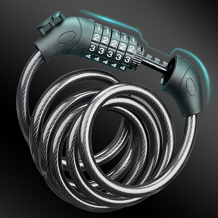 Anti-theft Bicycle Lock(3.44ft) 5-digit Auto Coil Resettable Combination Code Retractable Thickened Motorcycle Lock Ring Lock Mountain Motorcycle Wire Lock Alloy Steel Wire Lock with Lock Bracket