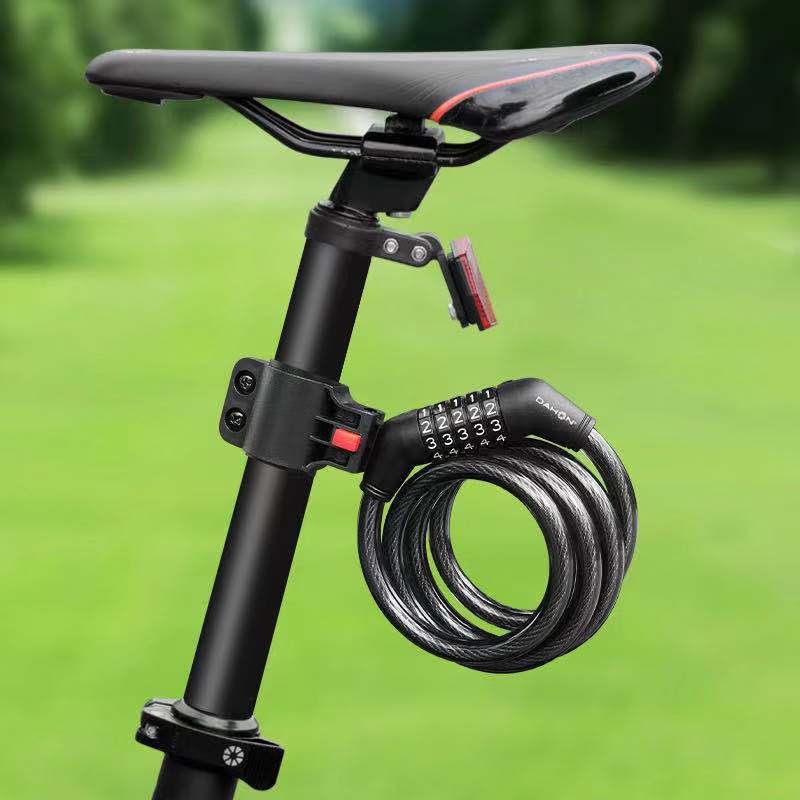 Anti-theft Bicycle Lock(3.44ft) 5-digit Auto Coil Resettable Combination Code Retractable Thickened Motorcycle Lock Ring Lock Mountain Motorcycle Wire Lock Alloy Steel Wire Lock with Lock Bracket