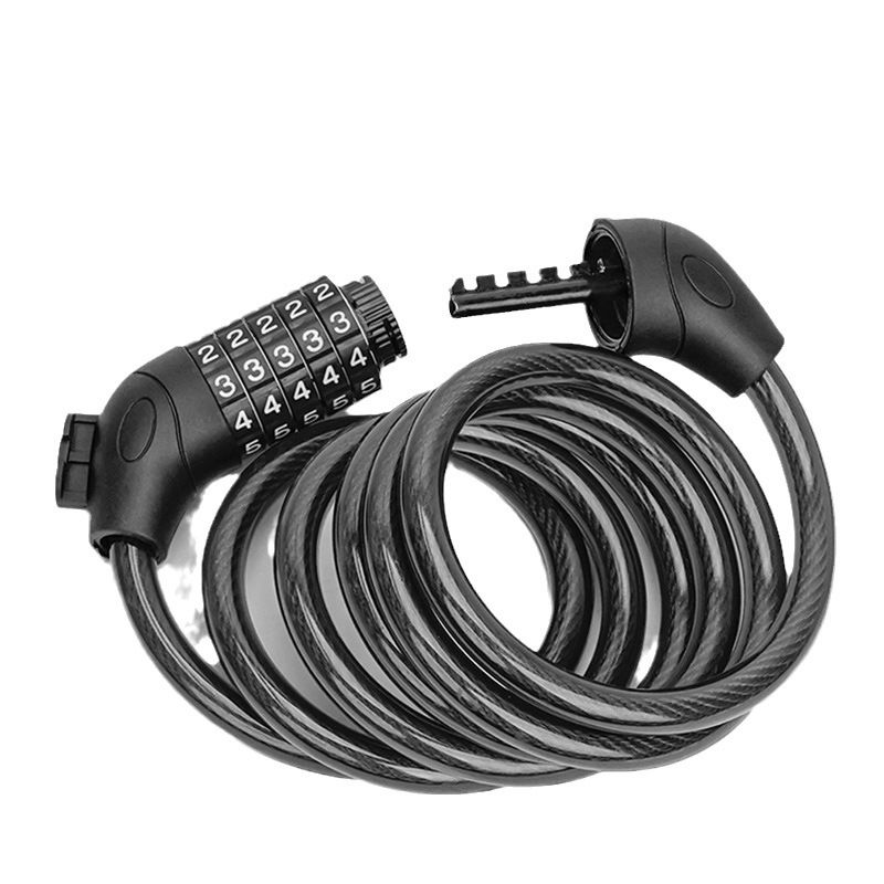 Anti-theft Bicycle Lock(3.44ft) 5-digit Auto Coil Resettable Combination Code Retractable Thickened Motorcycle Lock Ring Lock Mountain Motorcycle Wire Lock Alloy Steel Wire Lock with Lock Bracket