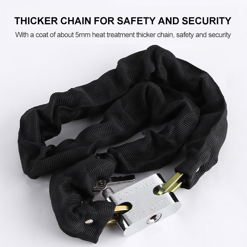Heavy duty motorcycle chain lock 3ft Anti-theft chain lock Solid and thick anti hydraulic shear Durable and wear-resistant Battery electric car bike lock Padlock Thick chain Alloy lock cylinder,3 keys