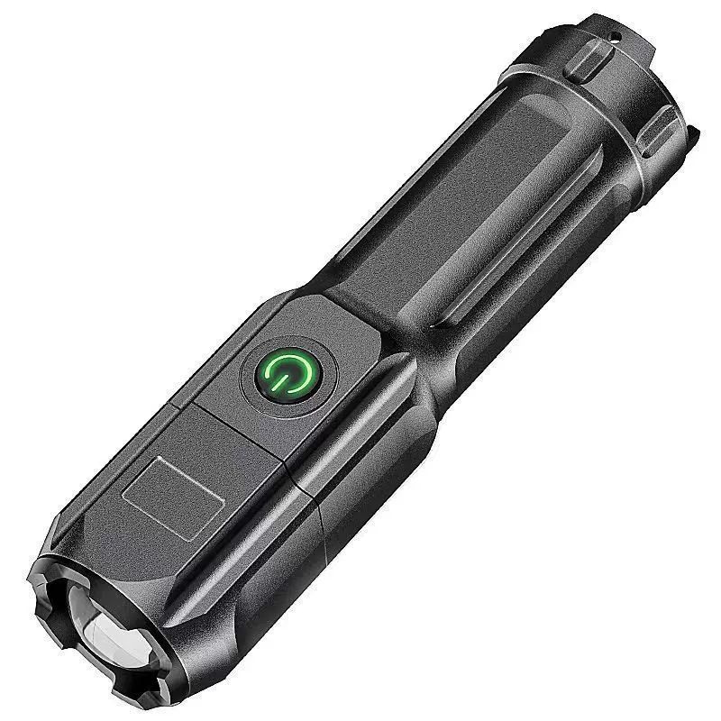 LED torch Lights up to 1000m - Rechargeable torch High battery life Powerful tactical torch with LCD power display and zoom function, 3 lighting modes for camping, hiking and emergencies
