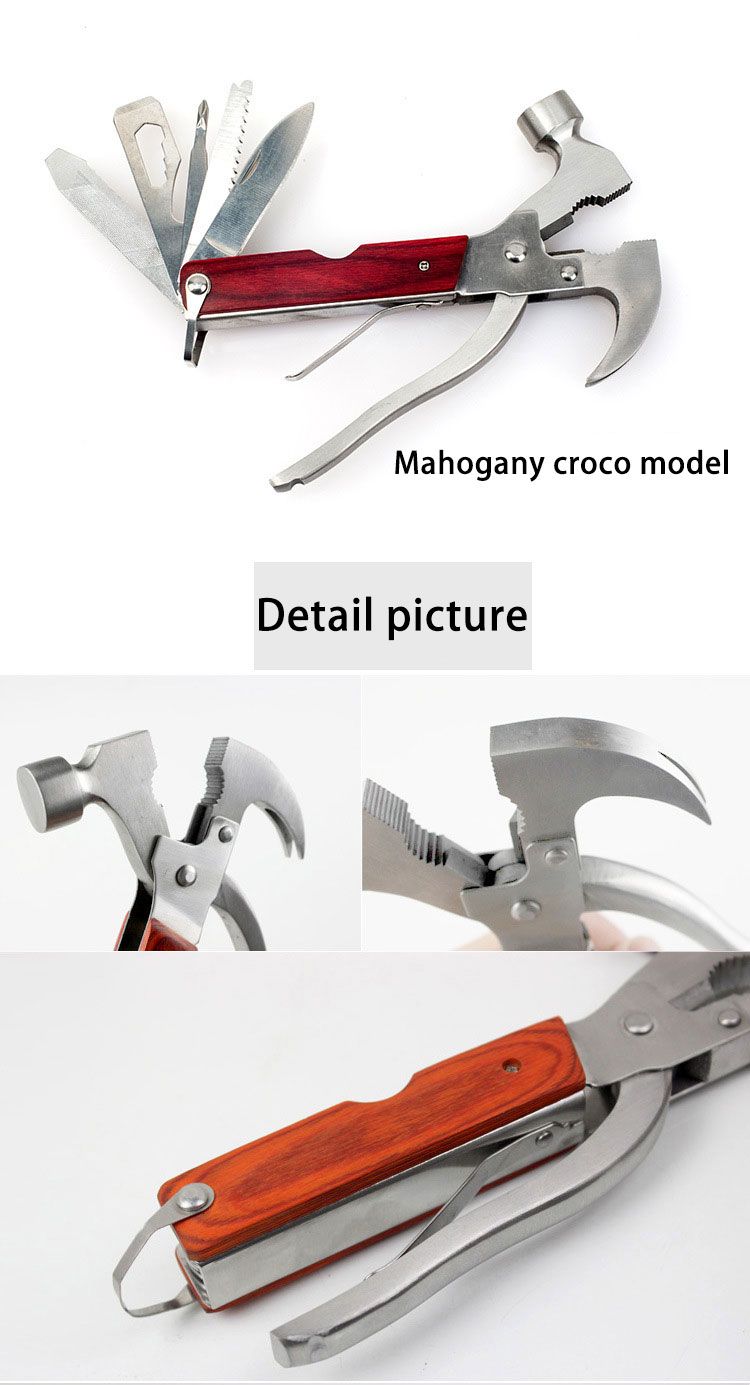 Multi-tool 16 in 1 Three types of hammers Tapered hammer Axe hammer Ram's crook hammer Car safety hammer Window breakers Emergency escape Folding survival kit Camping multi-tool accessories