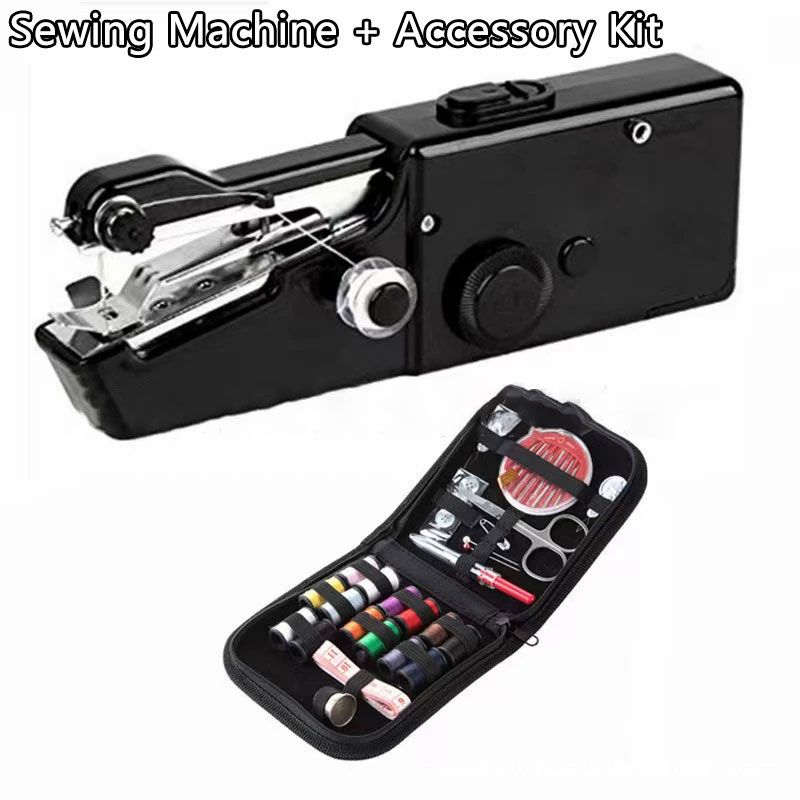 2colours Handheld Mini Portable Sewing Machine Handheld Sewing Machine Needlework Electric Home Quick Repair Tool Easy to Operate Comes with sewing kit and usb charging cable Battery can be installed.