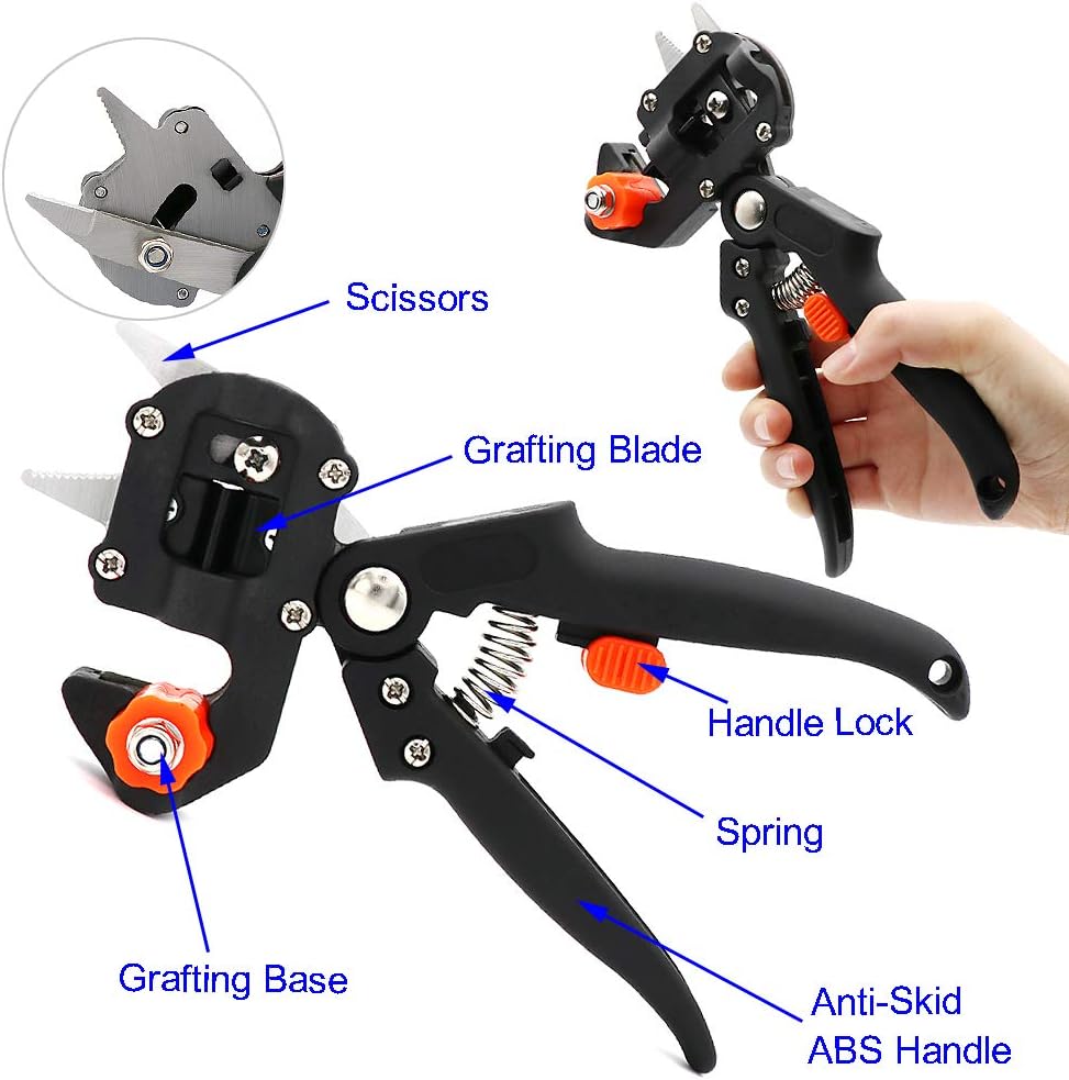 Professional grafting machine + 3 rolls of film Pruning shears Plants Fruit trees Seedlings Grafting machine Grafting shears Grafting knife Gardening pruning shears Gardening plants Vine tying tools