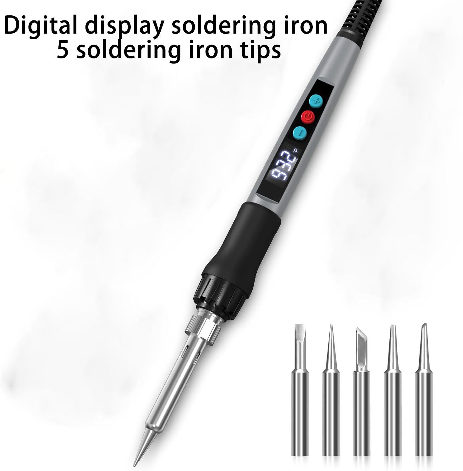 Internal Digital Display Soldering Iron Kit+5pcs Soldering Iron Tips 60W/220V Adjustable Temperature 180-500°C Electric Soldering Tool Home Use Soldering Soldering Heating Nib Repair Tool