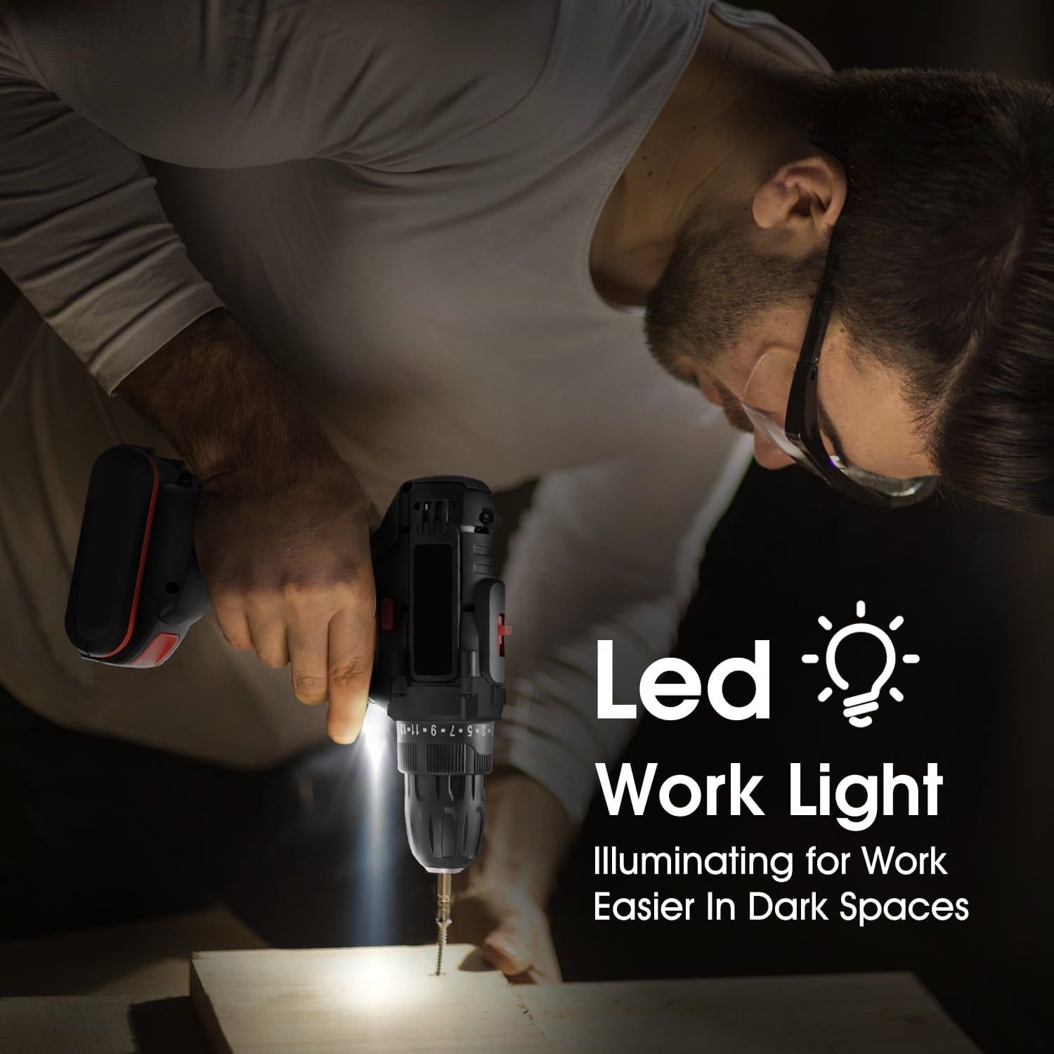 21 V Cordless Multi-Function Cordless Hybrid Drill 3 speeds Lithium Ion Drill (Includes five 1200 mAh Lithium Ion Removable Batteries x 2) Includes Bit, Drill Bit, Sleeve and other Accessories