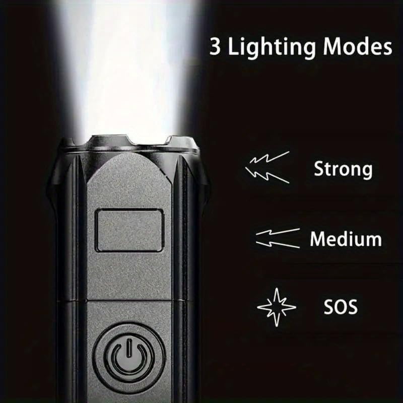 LED torch Lights up to 1000m - Rechargeable torch High battery life Powerful tactical torch with LCD power display and zoom function, 3 lighting modes for camping, hiking and emergencies