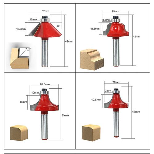 15 Pcs Cutter Set 6.35mm Collet Milling Cutter Woodworking Engraving Cutting Tools Wood Cutter Shank Mill Router Bit Set