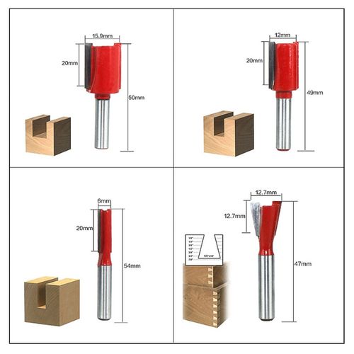 15 Pcs Cutter Set 6.35mm Collet Milling Cutter Woodworking Engraving Cutting Tools Wood Cutter Shank Mill Router Bit Set