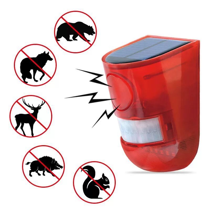 All Day Range Solar Alarm Sound and Light IP65 Waterproof Motion Sensor Alarm Light Anti-theft Infrared Human Sensor  Control Warning Flashing Lights Wireless Garden Yard Farm Constant power