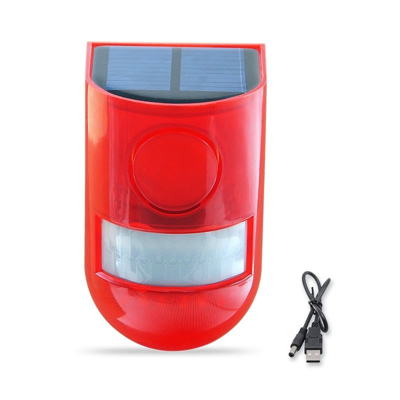 All Day Range Solar Alarm Sound and Light IP65 Waterproof Motion Sensor Alarm Light Anti-theft Infrared Human Sensor  Control Warning Flashing Lights Wireless Garden Yard Farm Constant power