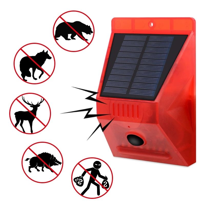 Wireless remote control 4 light modes All Day Range Solar Alarm Sound and Light IP65 Waterproof Motion Sensor Alarm Light Anti-theft Infrared Warning Flashing Lights Wireless Garden Yard Farm