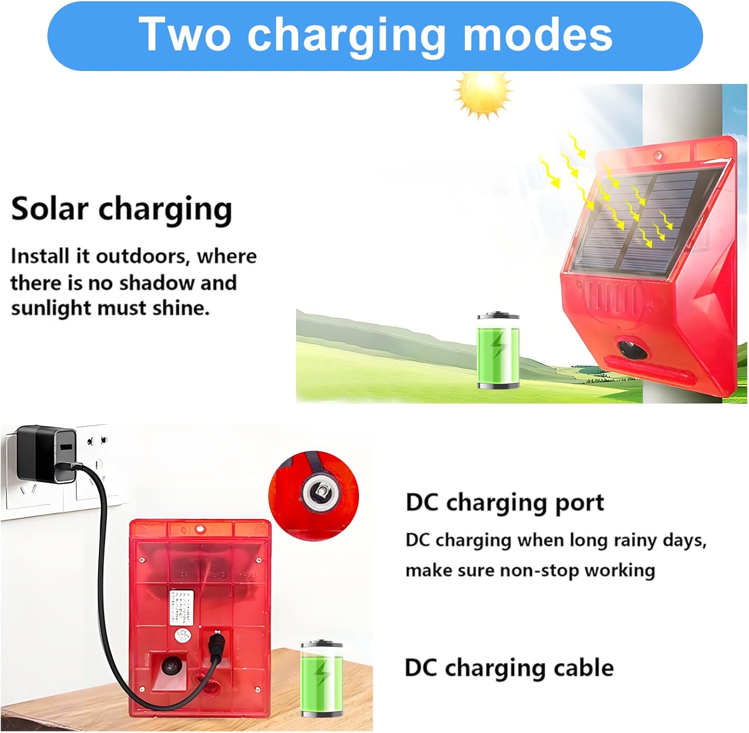 Wireless remote control 4 light modes All Day Range Solar Alarm Sound and Light IP65 Waterproof Motion Sensor Alarm Light Anti-theft Infrared Warning Flashing Lights Wireless Garden Yard Farm