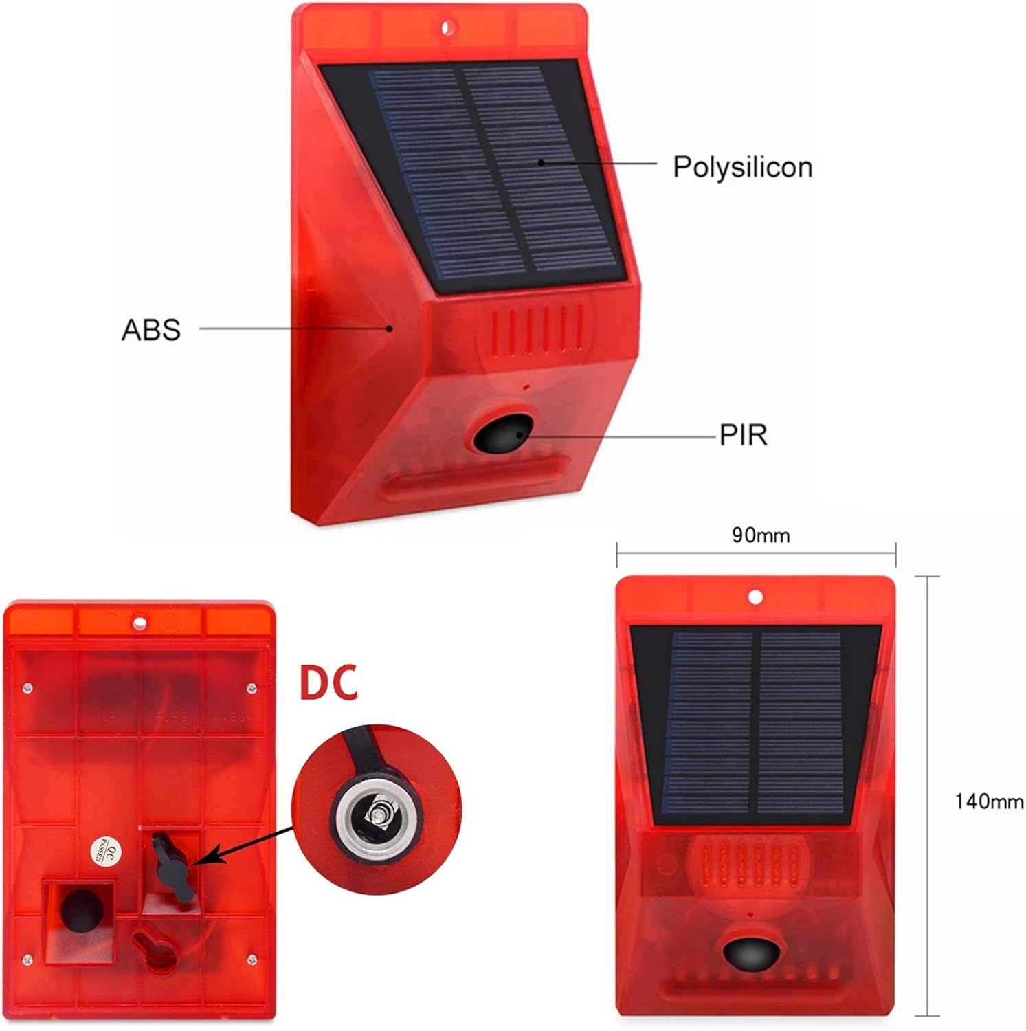 Wireless remote control 4 light modes All Day Range Solar Alarm Sound and Light IP65 Waterproof Motion Sensor Alarm Light Anti-theft Infrared Warning Flashing Lights Wireless Garden Yard Farm