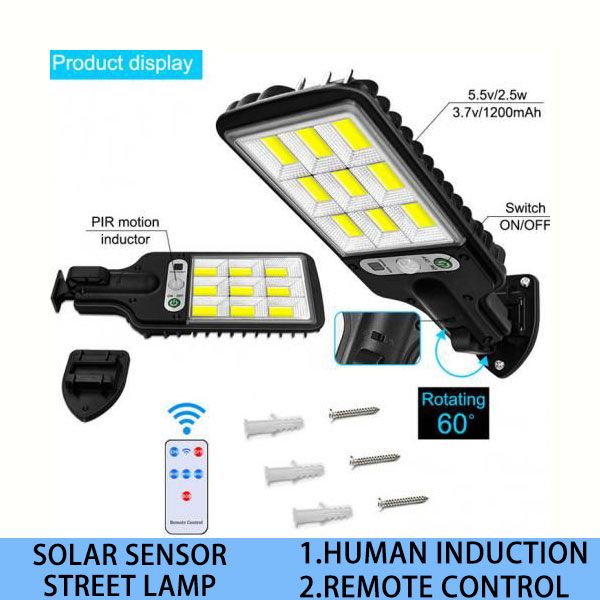 New Solar Light PIR Motion Sensor Garden Outdoor LED Lighting Waterproof Smart Remote Control Light Solar Street Lamp - 3 Lighting Modes