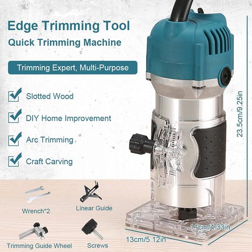 800W Electric Wood Trimmer Handheld Palm Router Machine - 30000RPM High Speed Woodworking Slotter & Engraver - Ideal Power Tool for Carpentry & DIY