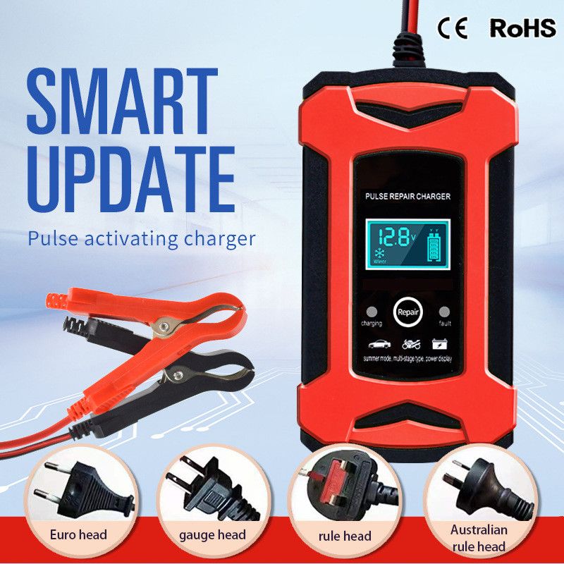 Automatic Intelligent Pulse Car Motorbike Marine Battery Charger 12V 6A Intelligent Fast Charging Digital Display Intelligent Battery