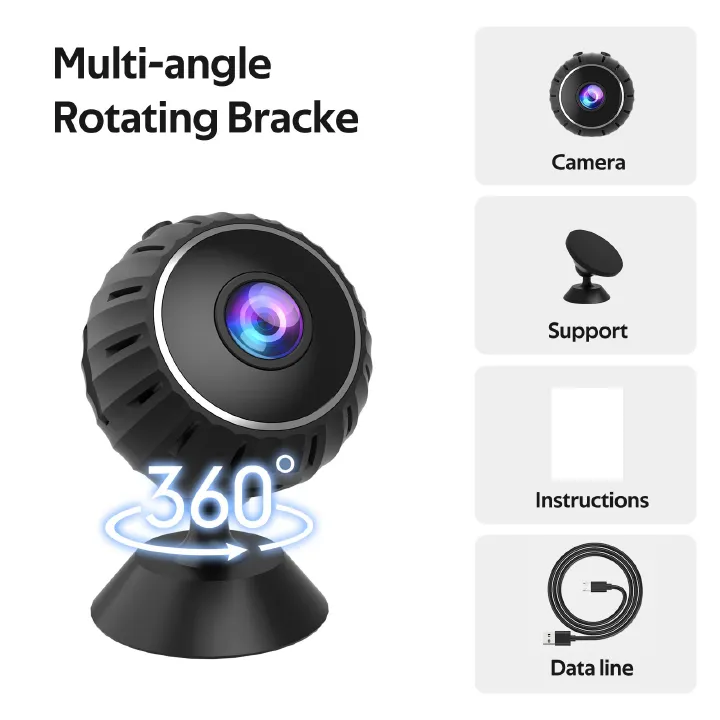 A9 Mini WiFi Security Camera | 720P HD Wireless CCTV Cam with Night Vision | Portable Hidden Nanny Cam for Home & Office | Remote Phone Viewing Ideal for Security （Camera+Cable+Bracket）