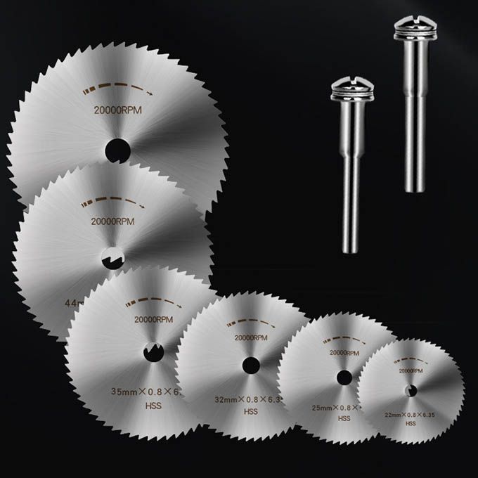 8 Pcs HSS Mini Circular Saw Blade Set for Electric Drill & Grinder - Wood/Plastic/Soft Metal Cutting Disc with 2 Connecting Rods - Ideal for DIY & Professional Work