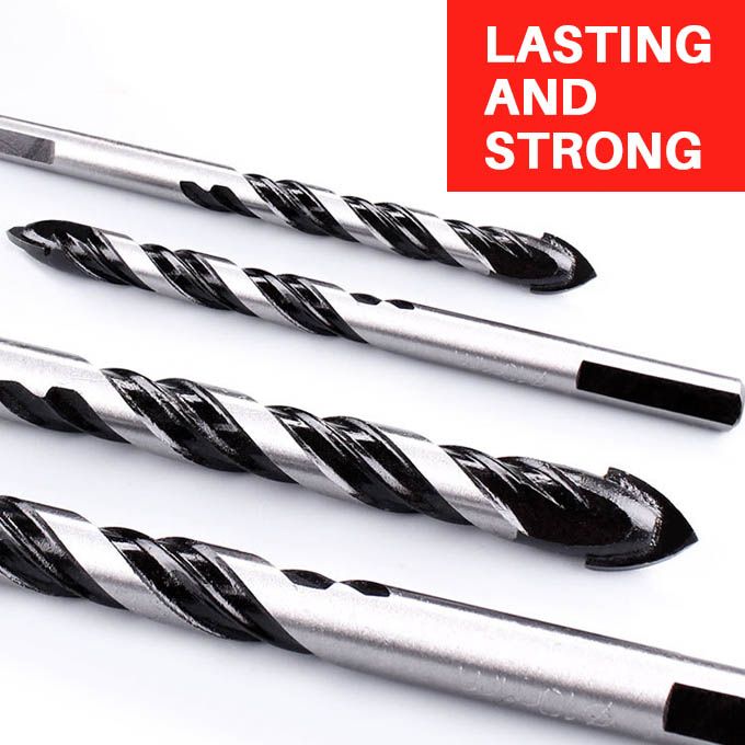 5Pcs Multi-Purpose Drill Bit Set - Heavy Duty Masonry, Tile, Concrete, Metal & Wood Bits - Industrial Grade Carbide Tip