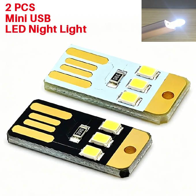 2 PCS Mini USB LED Night Light - Portable Plug-in Reading Lamp - Energy Saving for Power Bank, Laptop & Home - Ideal for Study & Emergency Blackouts