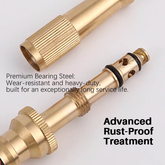 Heavy Duty Brass High Pressure Hose Nozzle - Adjustable Water Spray Gun for Car Wash & Garden Irrigation (Fits Standard 1/2 Inch / 15mm Pipe)