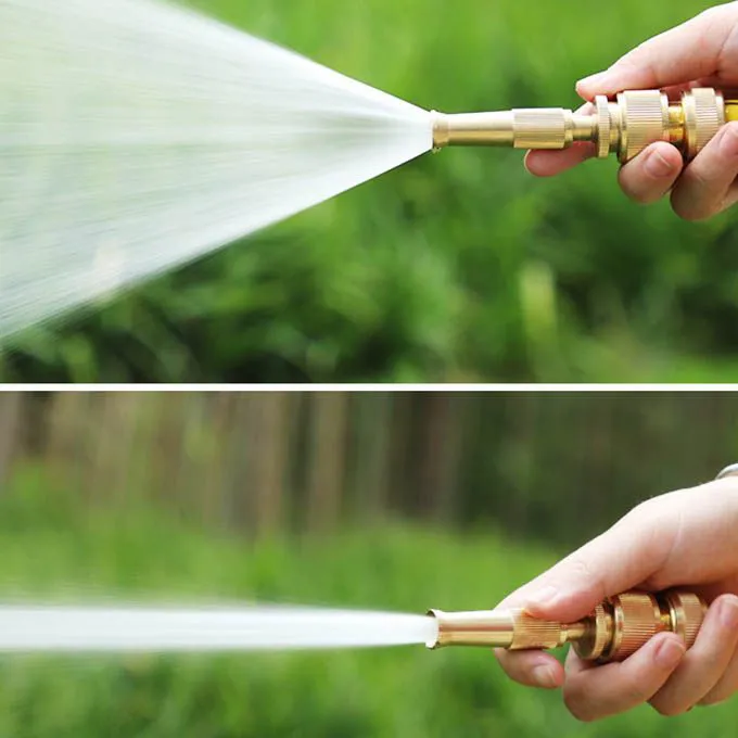 Heavy Duty Brass High Pressure Hose Nozzle - Adjustable Water Spray Gun for Car Wash & Garden Irrigation (Fits Standard 1/2 Inch / 15mm Pipe)