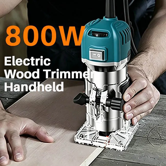 800W Electric Wood Trimmer Handheld Palm Router Machine - 30000RPM High Speed Woodworking Slotter & Engraver - Ideal Power Tool for Carpentry & DIY