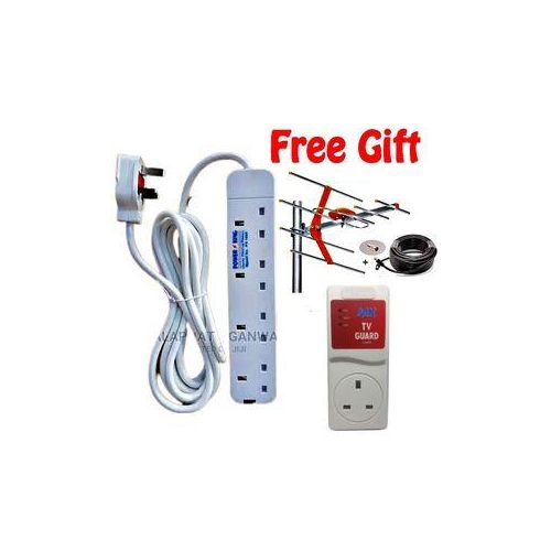 Highly Efficient TV Accessories TVGuard, TV Guard For Digital Smart Android TV With EXTRA BONUS 4 Way Power Extension Long Cable, Digital Smart Android TV Aerial Antenna & Coaxial Cable