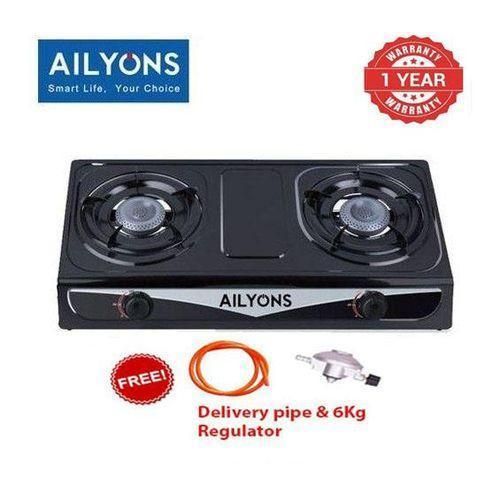 AILYONS GS013-2 Two Burners Gas Stove+ 13KG Regulator + Pipe + Tightener