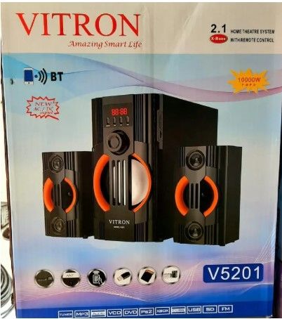 🎶 Brand New Vitron V5201 2.1Ch Multimedia Speaker System – Bluetooth/USB/MP3, 10000W Subwoofer for Powerful Sound