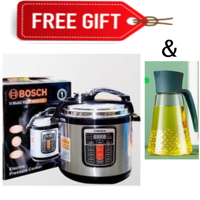 LIMITED OFFER!!!  Bosch Electric Pressure cooker, 6 Litres Modern Electric 
Durable Stainless Steel, Non-Stick Coating, Adjustable Pressure-Level Setting+FREE OIL DISPENSER