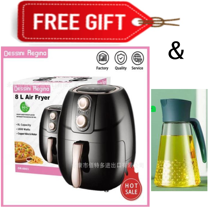 FLASH SALE DEALS!!! Dessini Air Fryer -8 L Digital Healthier Oil Free Fries+FREE OIL DISPENSER