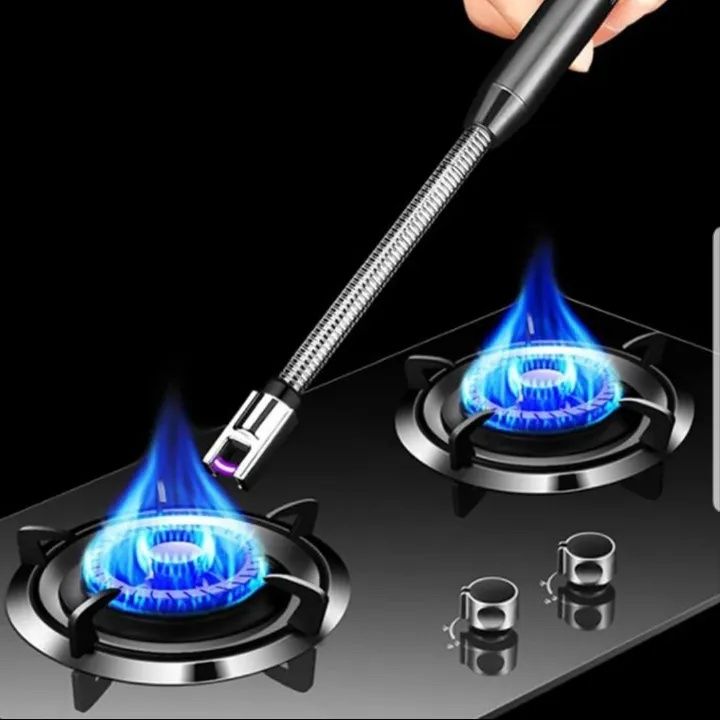 FLASH SALE!!  360° Electric Rechargable Arc Lighter USB Windproof Flameless Plasma Ignition Long Kitchen Lighters Gas Lighter for Candle/Gas Stove