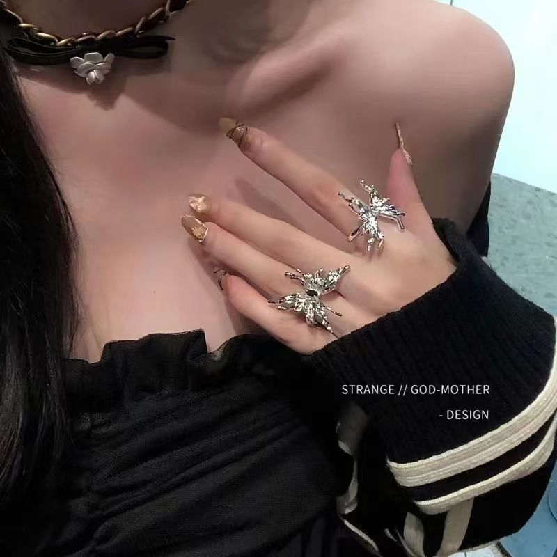 Butterfly Ring High-end Niche designer rings Open index finger ring Fashionable and personalized women's rings