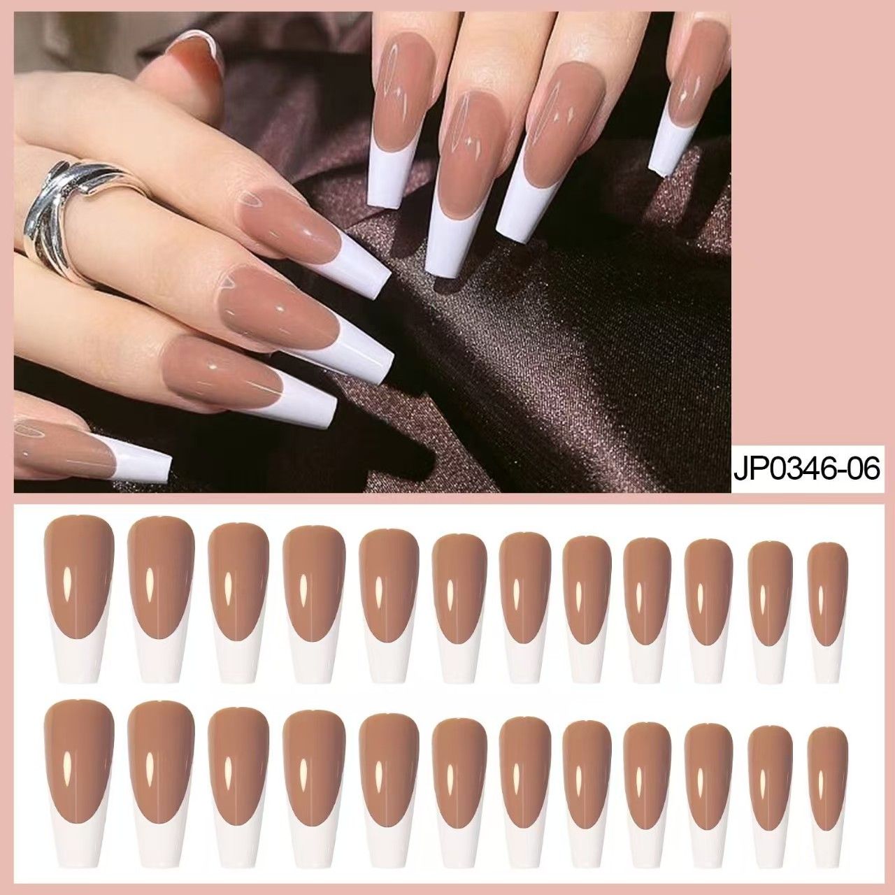 24 pieces of wearable nail art  Reusable 10 models to choose from French Bright Diamond Fashionable women's manicure