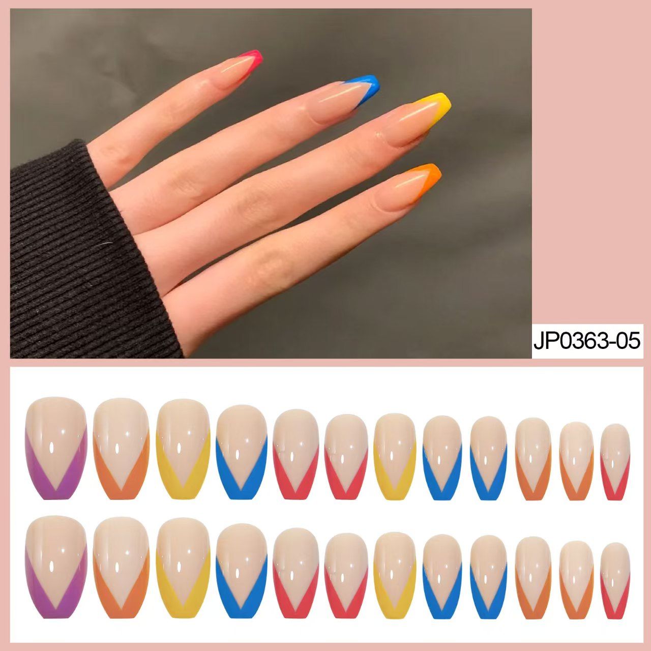 24 pieces of nail art Reusable Jelly glue or glue Rainbow French Nail Polish Women's Manicure