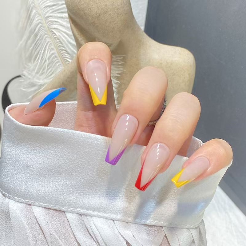 24 pieces of nail art Reusable Jelly glue or glue Rainbow French Nail Polish Women's Manicure