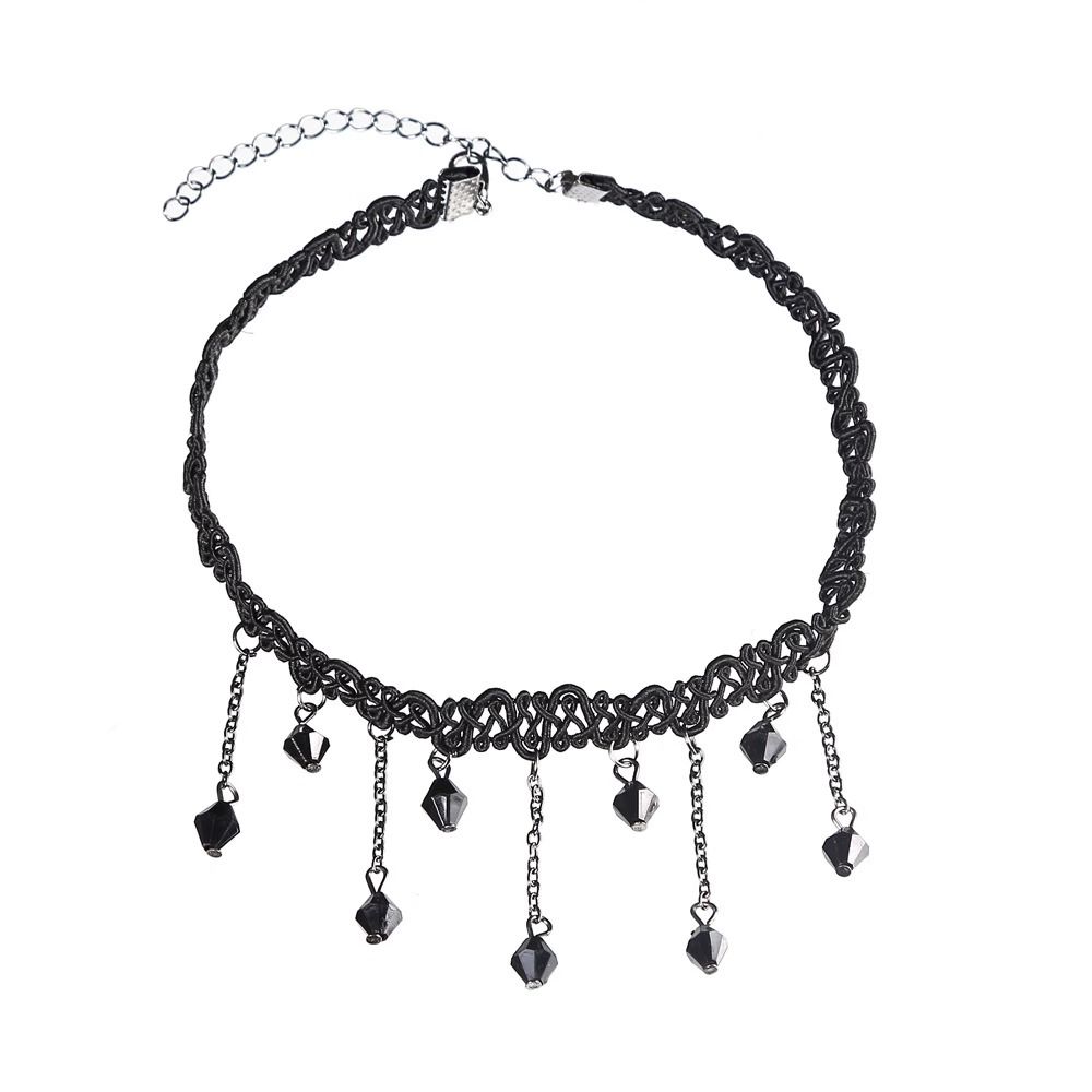 Clavicle Chain Lace Neck strap clavicle chain Nine beads clavicle necklace for lady