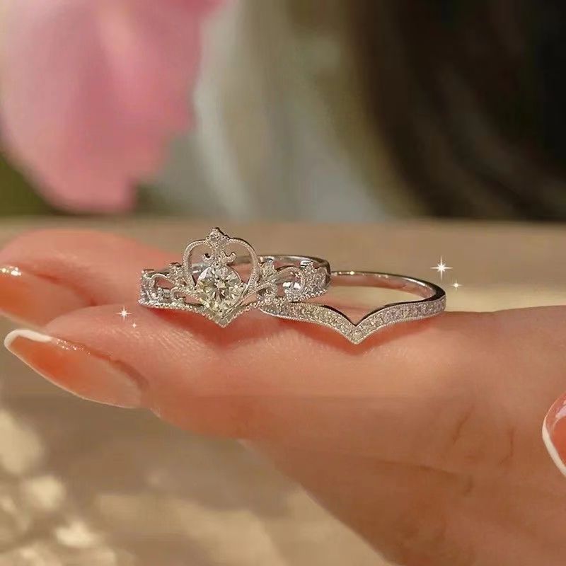 2-piece ring set Open Ring Crown Ring I am the Queen's Ring Unique personality Women's Rings  Can be worn on any finger