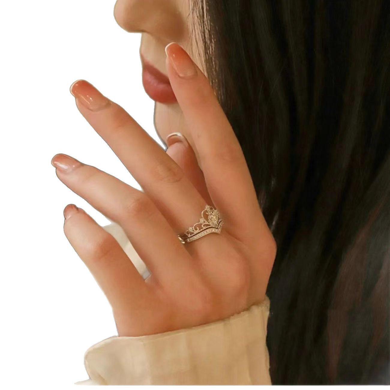 2-piece ring set Open Ring Crown Ring I am the Queen's Ring Unique personality Women's Rings  Can be worn on any finger